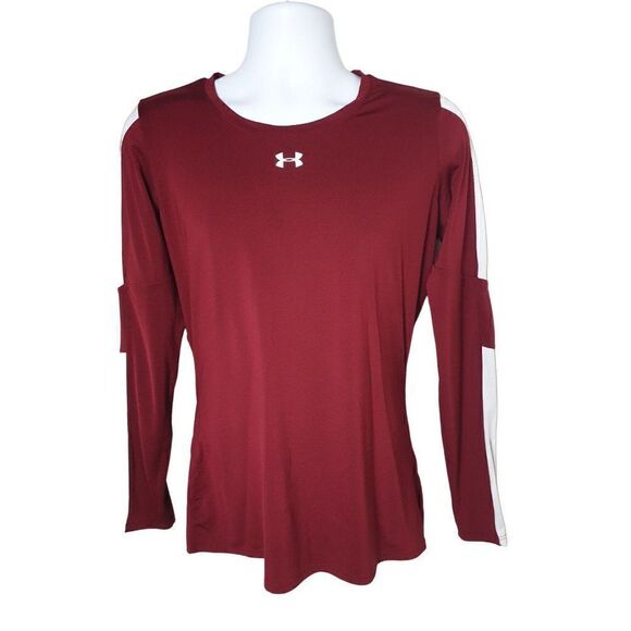 Under Armour Women's UA Long Sleeve Fitted Volleyball Jersey Shirt Burgundy M - Picture 3 of 6